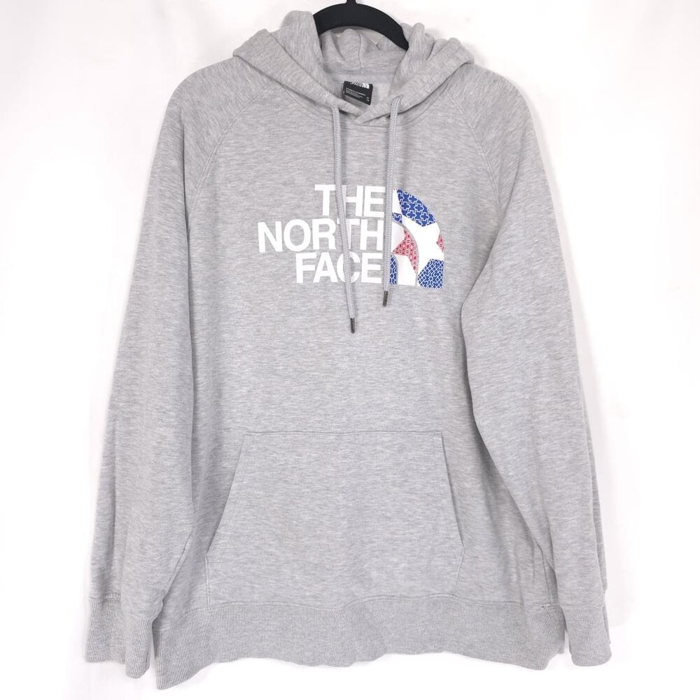 THE NORTH FACE Women’s XL Hooded Gray Pockets Logo Graphic Pullover